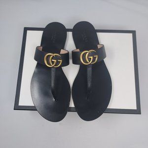 Gucci Black GG Marmont Thong Sandal